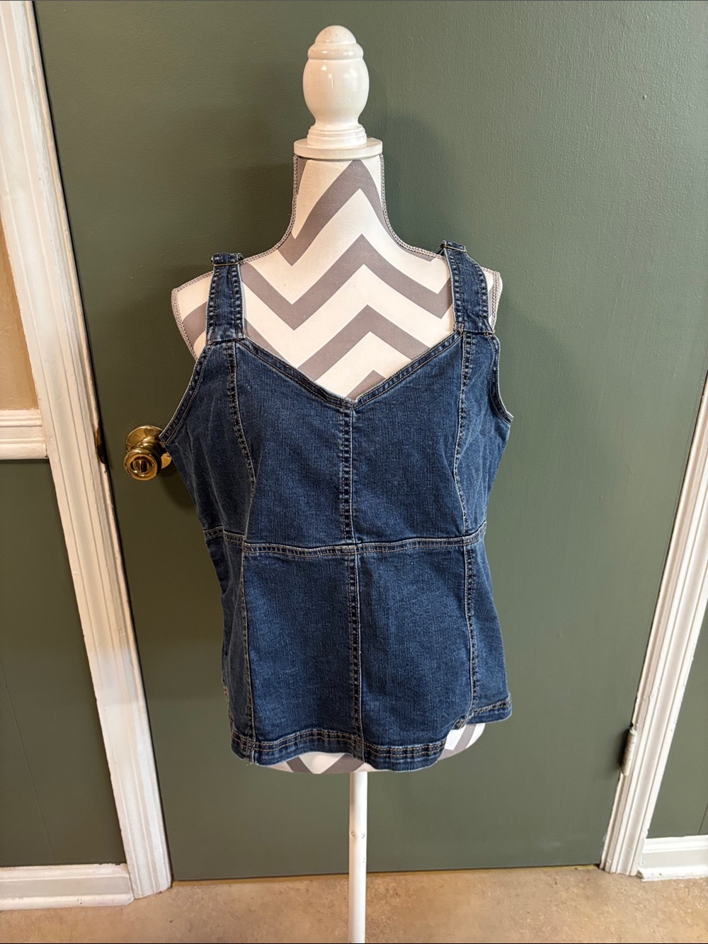 torrid Dark Blue Denim Tank with Panel Stitching